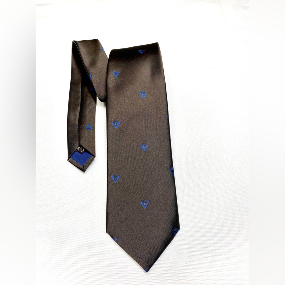 Brown Graphic Blue Cubes Tie Silk Blend from the President